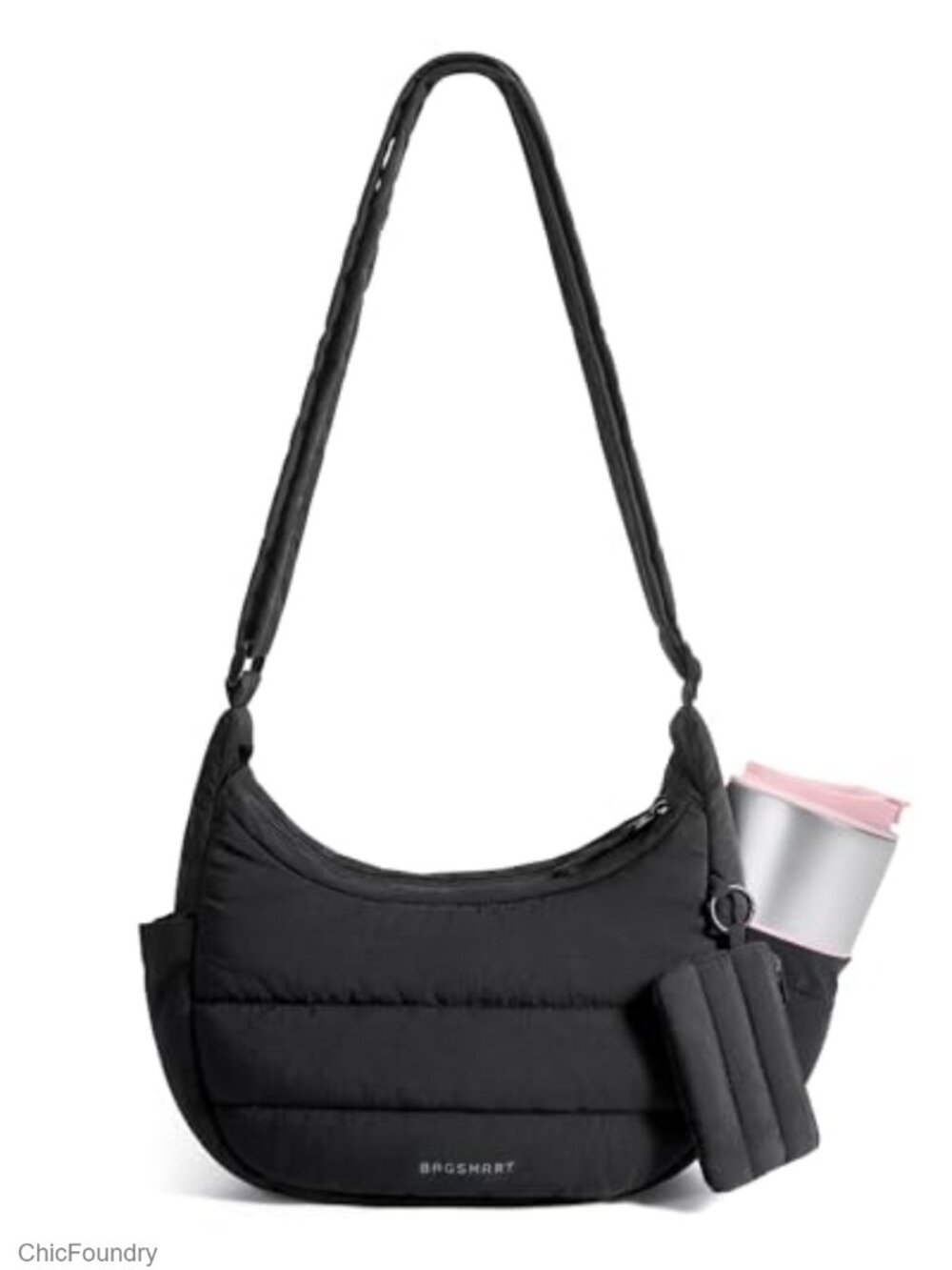 Quilted Puffer Crossbody Bag with Adjustable Strap, Hobo Purse for Women